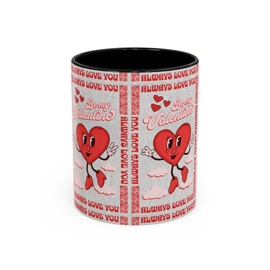 Be My Valentine Accent Coffee Mug - 11oz & 15oz, Cute Heart Design, Perfect Gift for Loved Ones