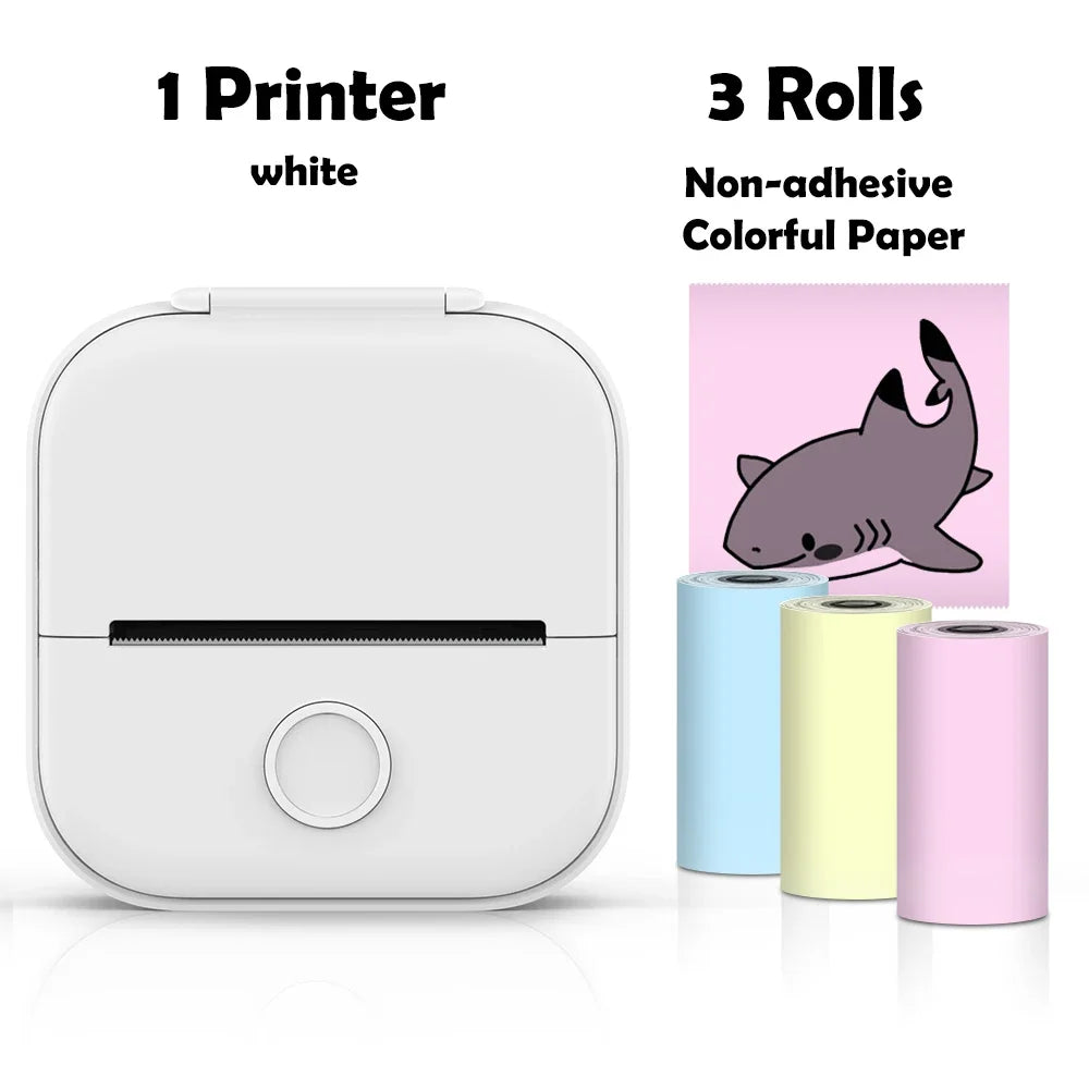 T02 Portable Mini Printer Thermal Pocket Printer Self-Adhesive Stickers Use for Diy,Journal Impresora Termica Portatil