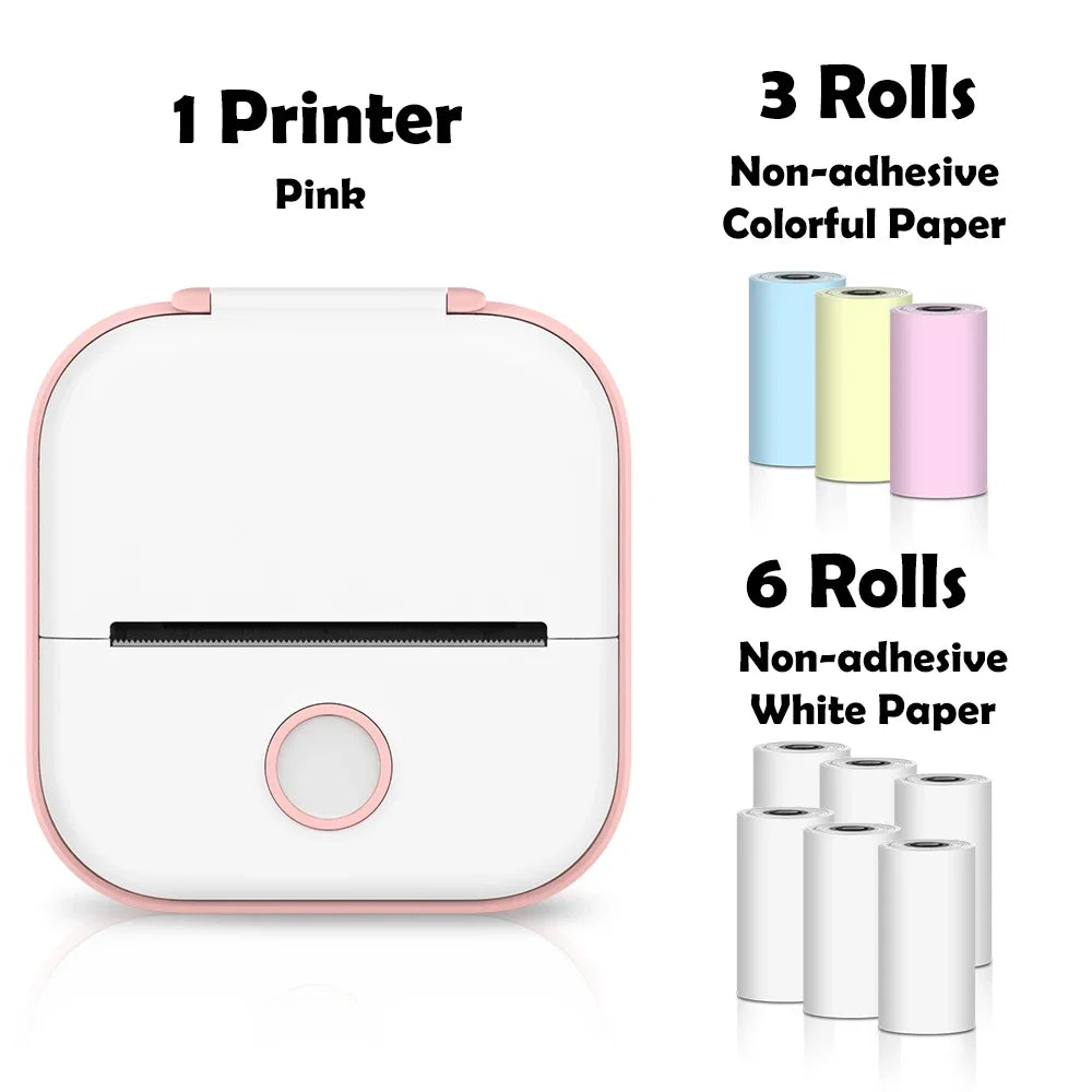 T02 Portable Mini Printer Thermal Pocket Printer Self-Adhesive Stickers Use for Diy,Journal Impresora Termica Portatil